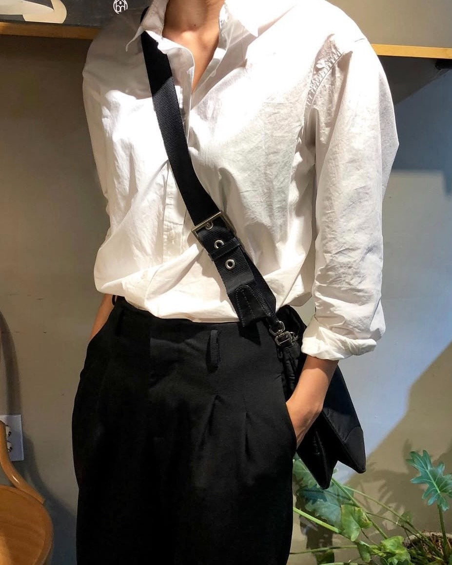 Prada Nylon Pieced Leather Crossbody Black Bag