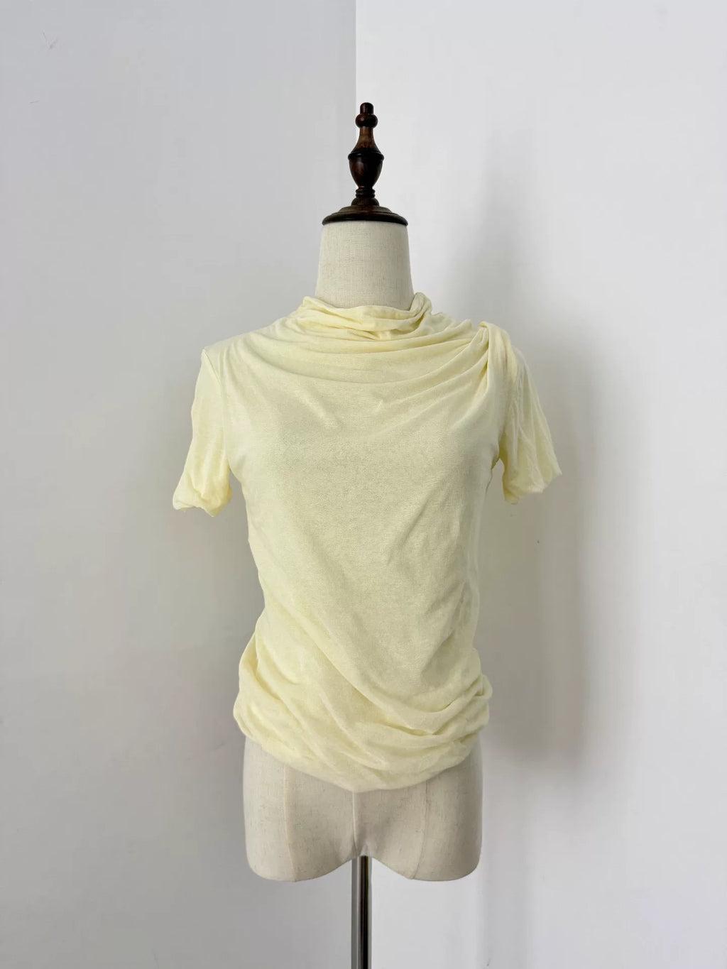 Yohji Yamamoto Pale Yellow Pleated Top - Devines