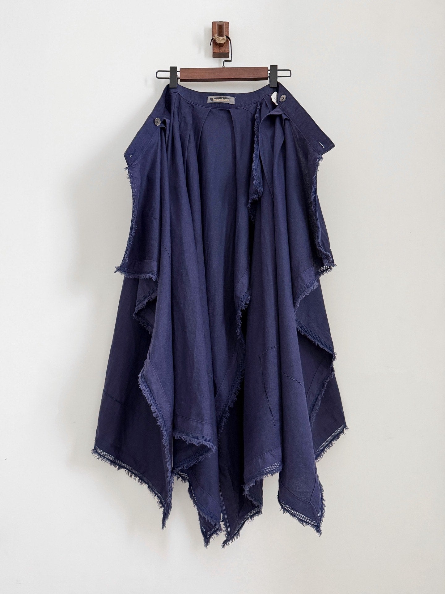 Issey Miyake 1980s Asymmetric Cotton Linen Skirt - Devines