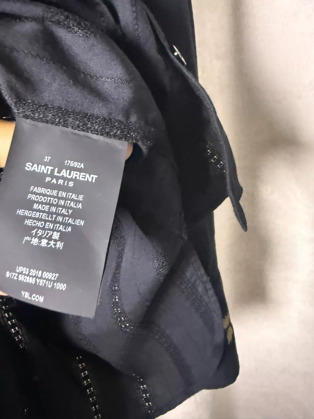 Saint Laurent 18AW Black Floral Embroidered Shirt by Anthony Vaccarello