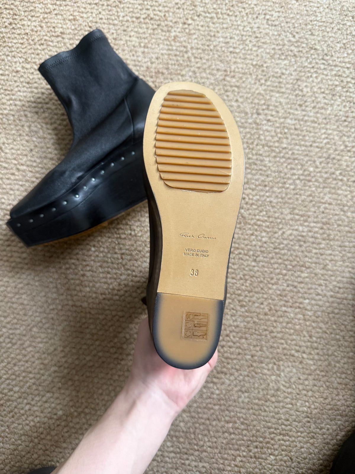 Rick Owens SS15 Lambskin Wooden Clog Boots