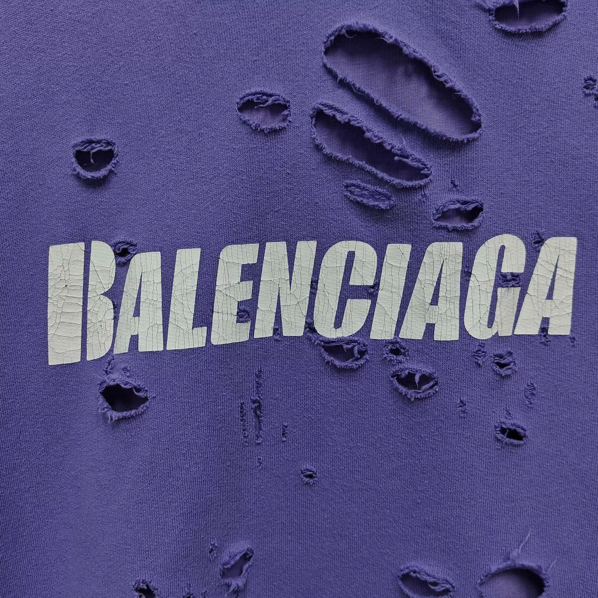 Balenciaga Purple Large Hole Letter Logo Hooded Sweater