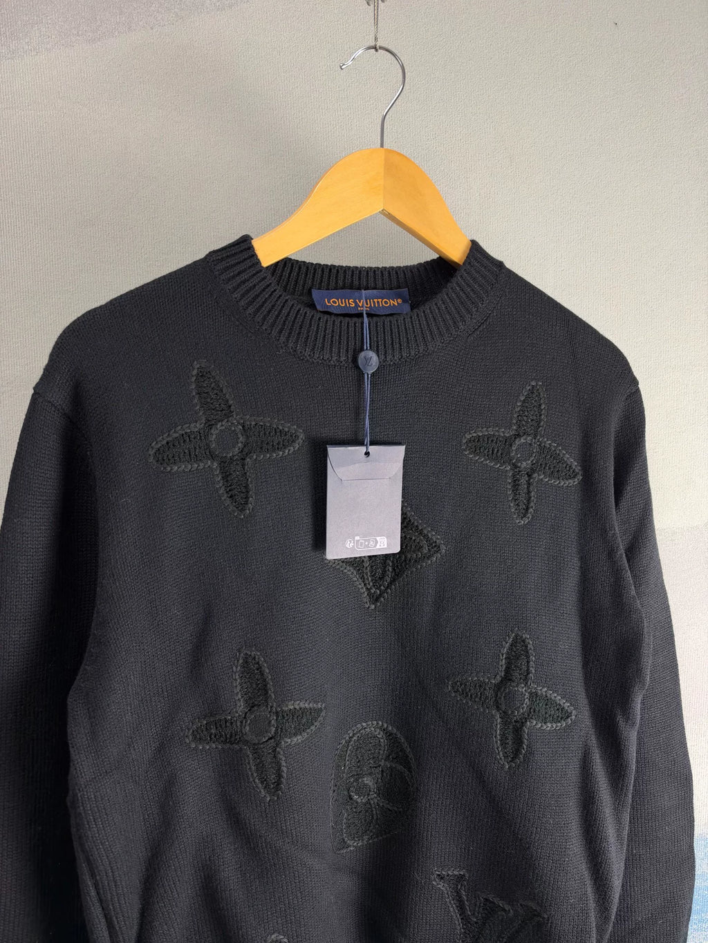 Louis Vuitton SS26 Black Floral Embroidered Sweater