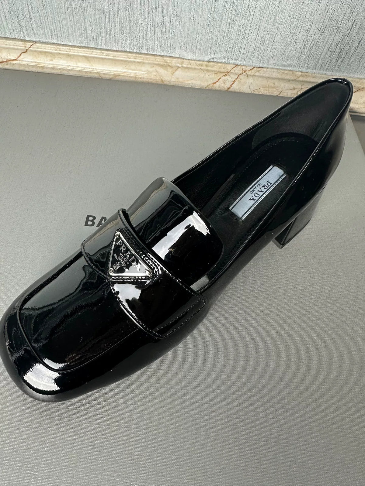 Prada patent leather glossy loafers