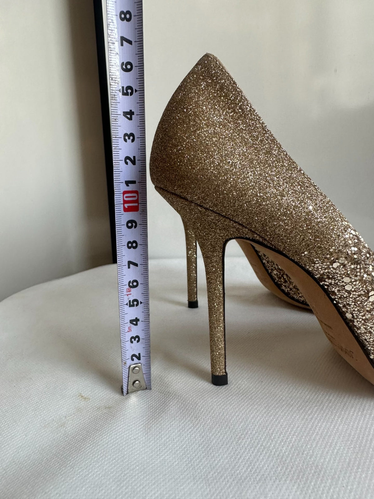 Jimmy Choo Champagne Gold Sequin Pointed-Toe Heels