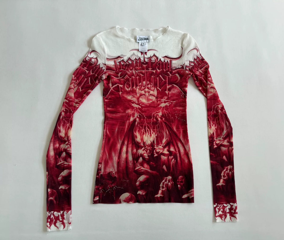 Jean Paul Gaultier Devil Skull Print Mesh Dress