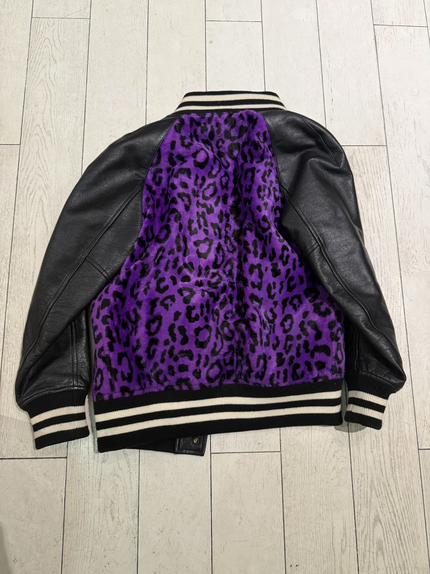 Junya Watanabe Archive Purple Leather Varsity Jacket
