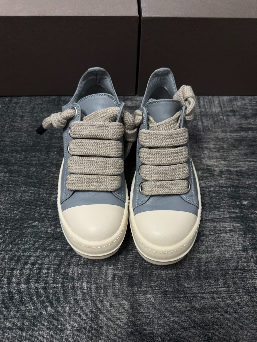 Rick Owens Thick-Lace Haze Blue Sneakers