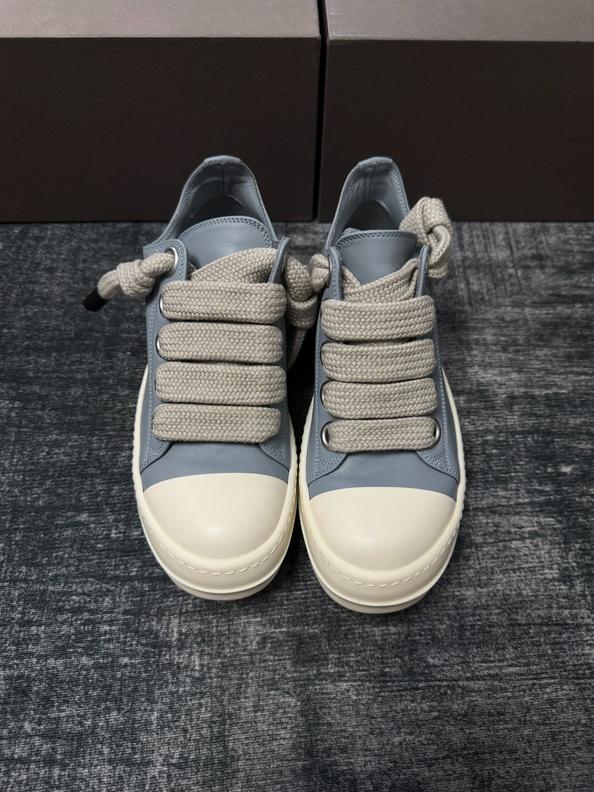 Rick Owens Thick-Lace Haze Blue Sneakers
