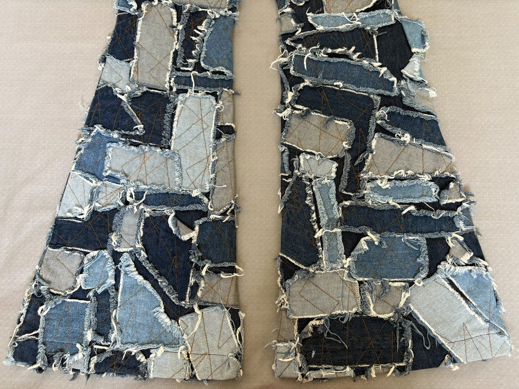 DG Jeans Dolce&Gabbana D&G Vintage Distressed Ripped Patchwork Flared Denim Jeans