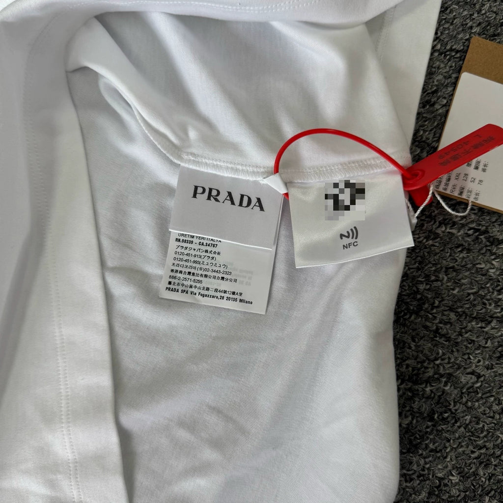 Prada white triangle logo short-sleeve T-shirt