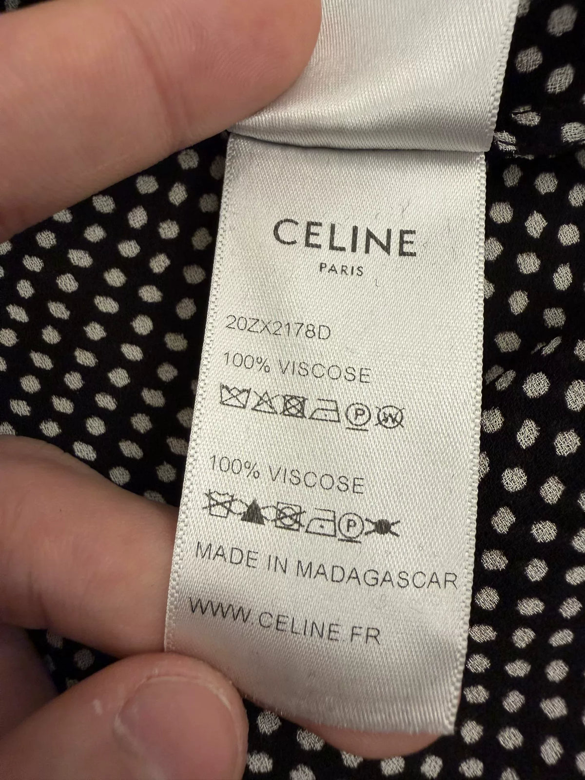 Celine Polka Dot Print Petal-Collar Long Sleeve Shirt by Hedi Slimane