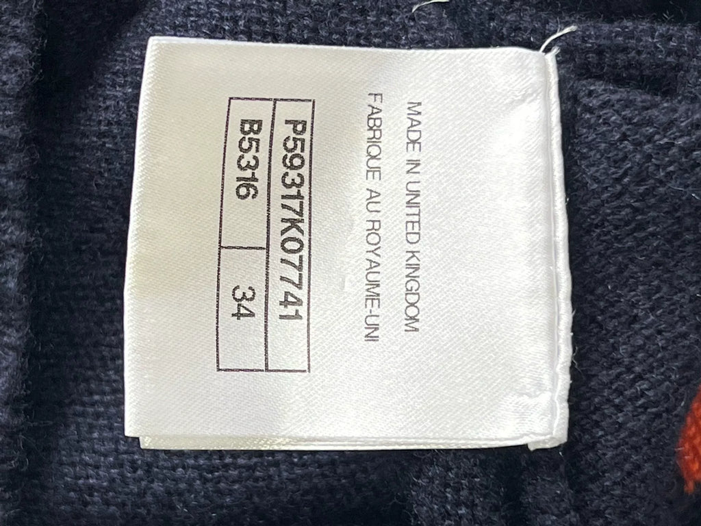 Chanel Cashmere Knit Orange Anchor Button Cardigan