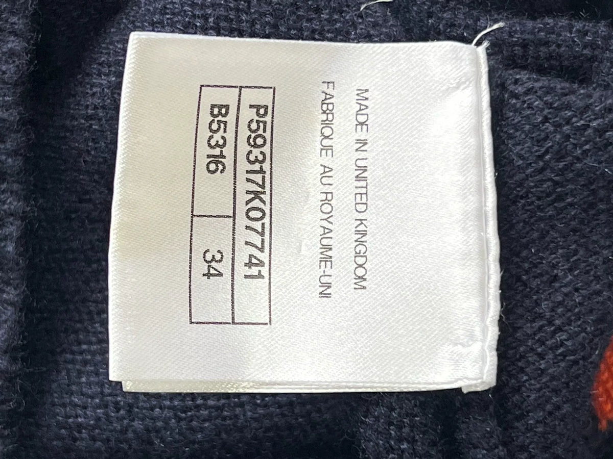 Chanel Cashmere Knit Orange Anchor Button Cardigan