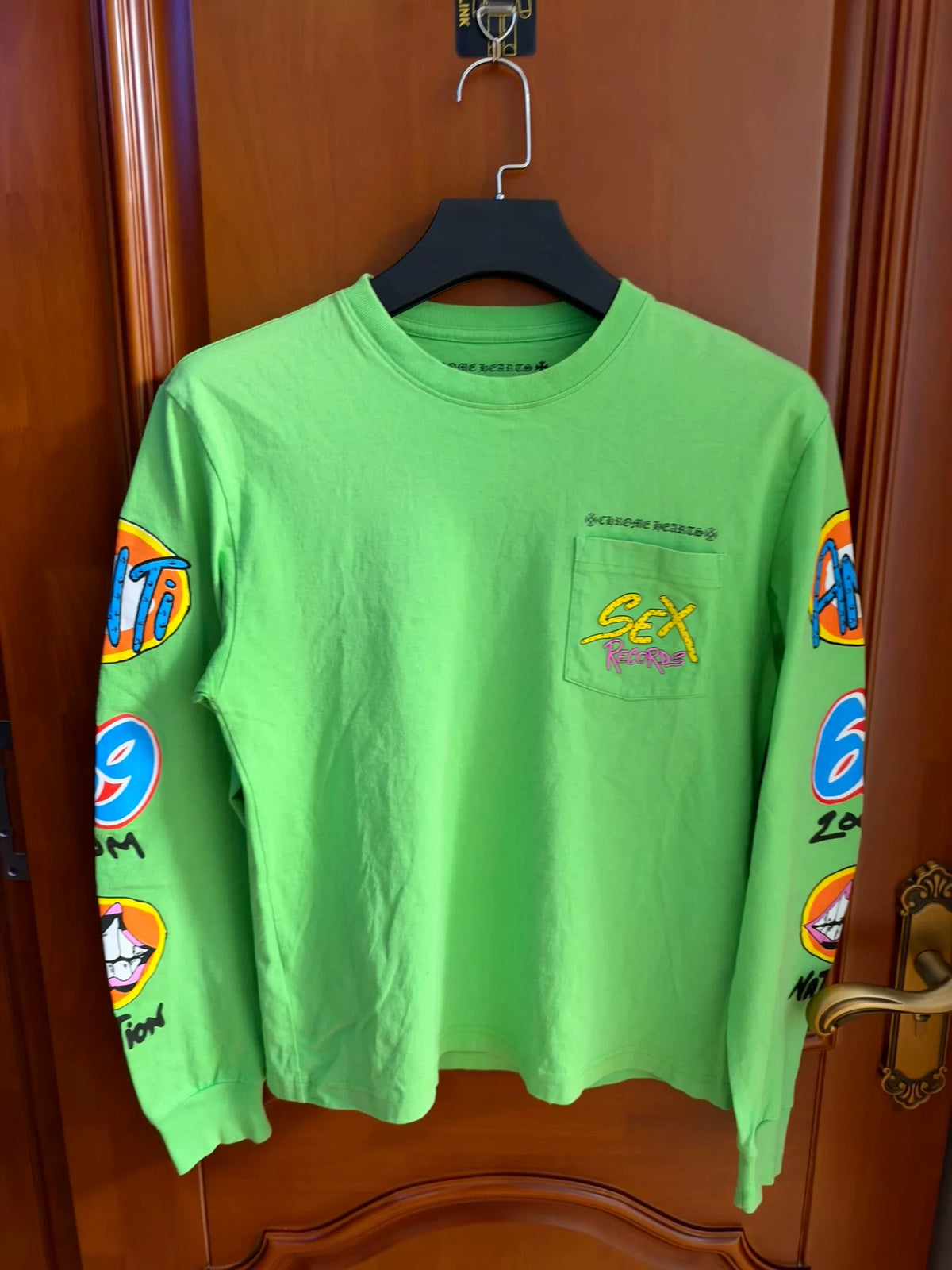 Chrome Hearts Green Graffiti Long Sleeve Top
