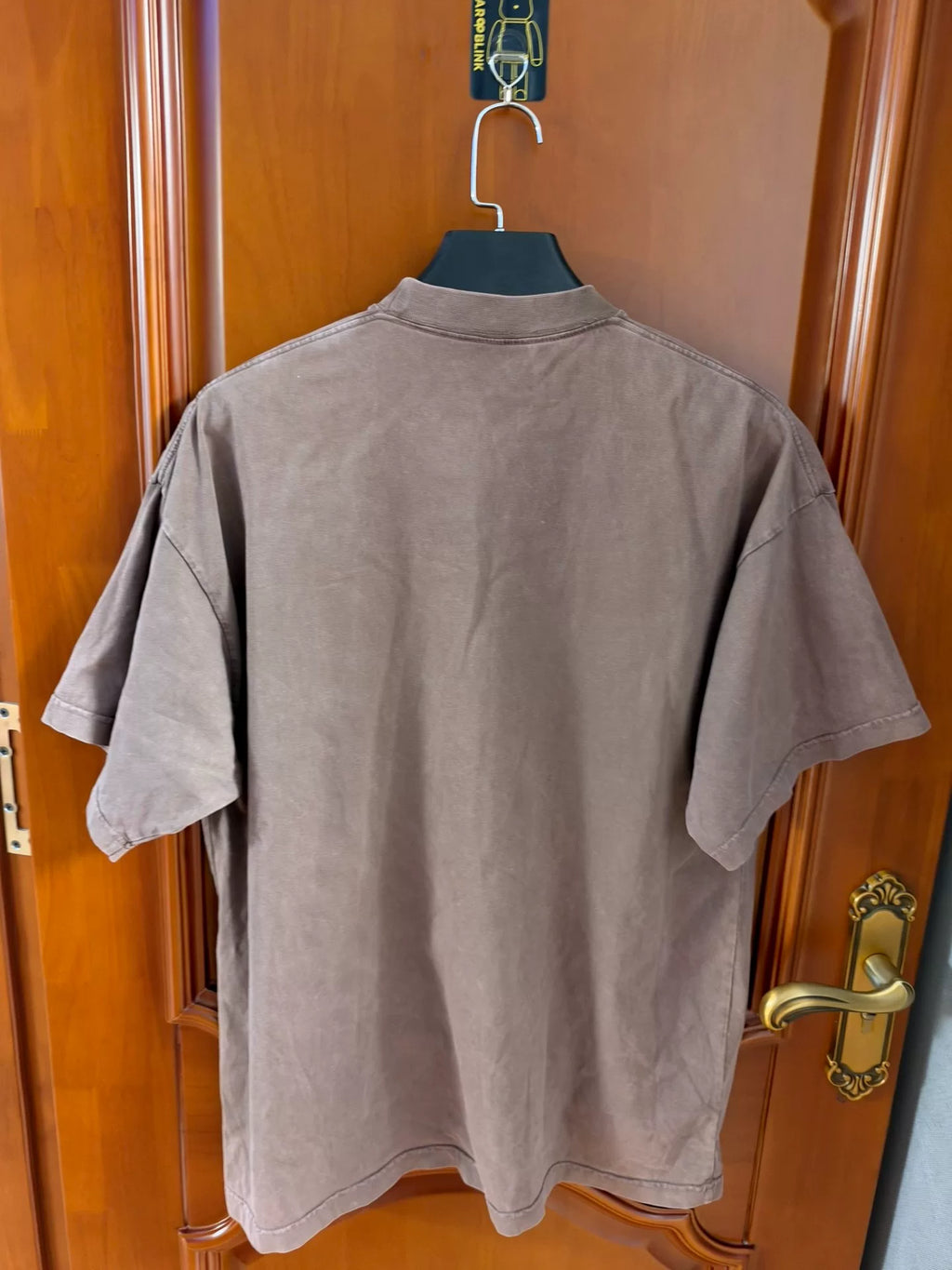 Balenciaga Brown Bat Distressed Print Logo Short Sleeve T-Shirt
