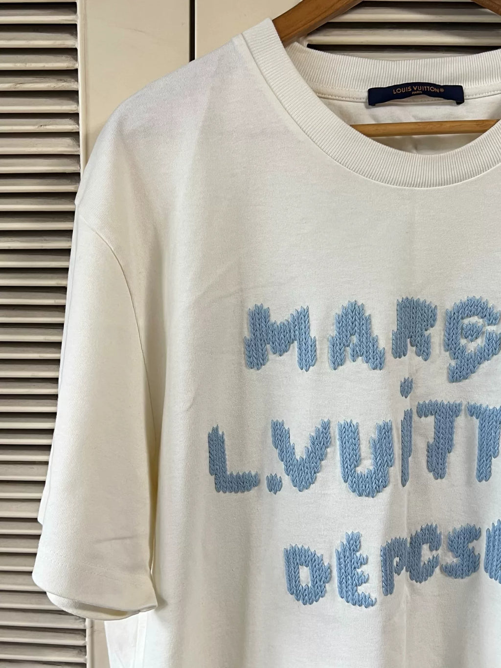 Louis Vuitton XXL SS26 Short Sleeve Top Wool Embroidered White T-Shirt