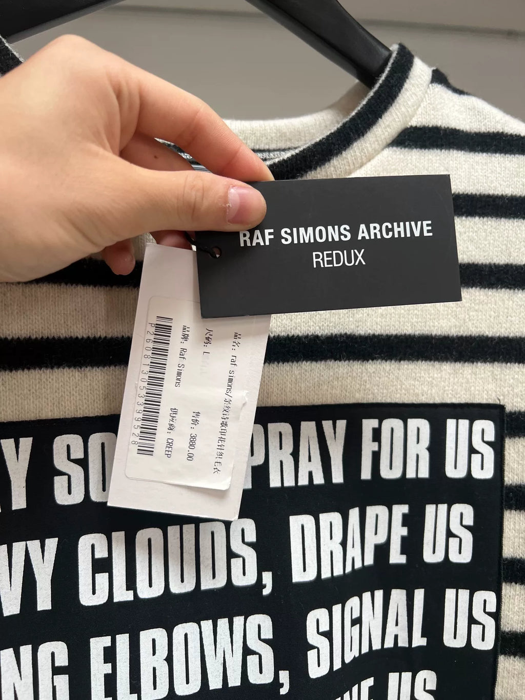 Raf Simons Archive Redux Poetry Patch Striped Wool Long-Sleeve