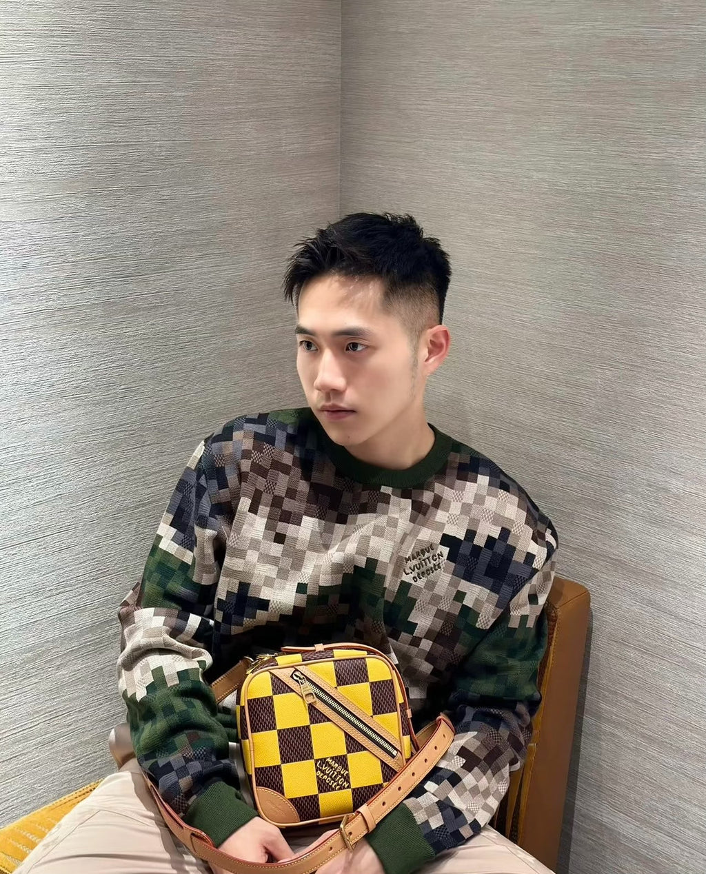 Louis Vuitton Virgil Abloh Pixel Camo Patchwork Sweatshirt
