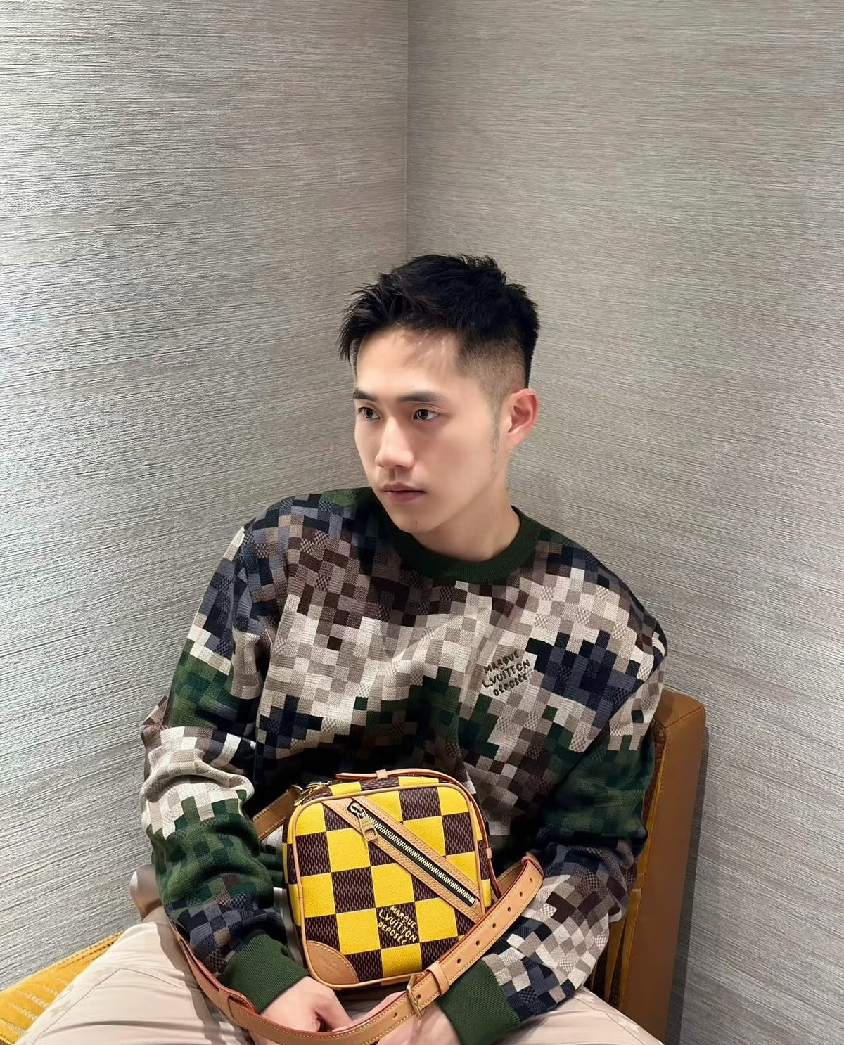 Louis Vuitton Virgil Abloh Pixel Camo Patchwork Sweatshirt