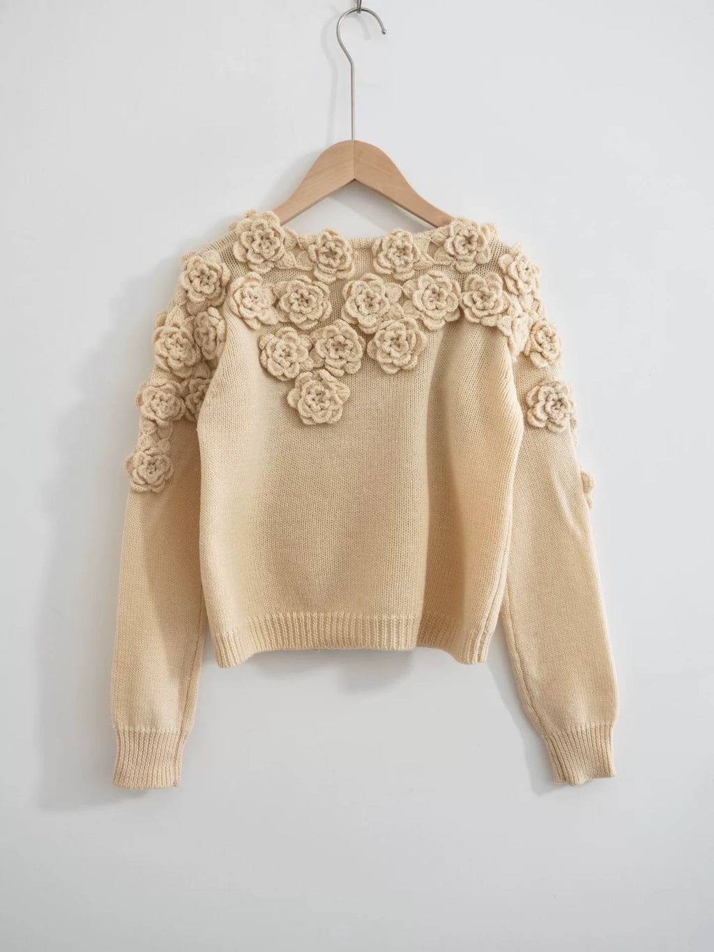 Issey Miyake 80s 3d Rose Cream Knit Sweater - Devines