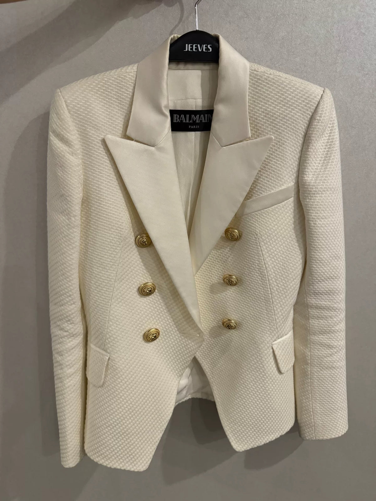 Balmain Gold-Button White Suit