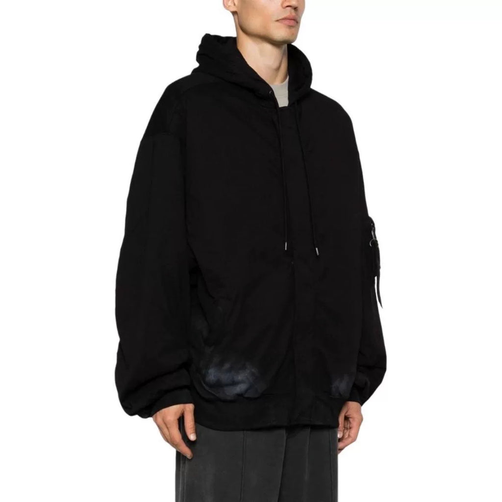 Balenciaga Navy Blue Double B Spray Paint Print Combed Cotton Jacket
