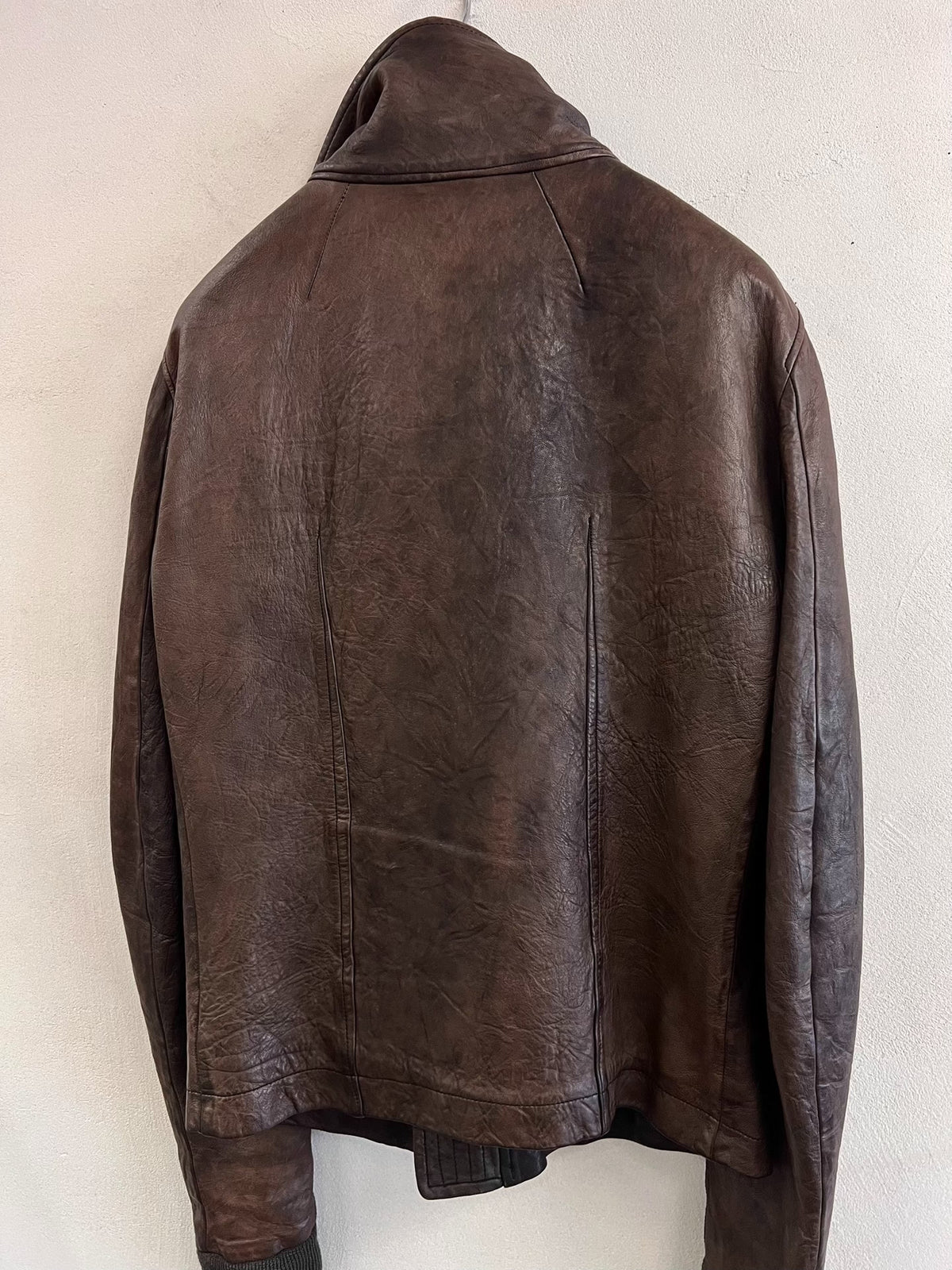 Rick Owens High-Neck Biker Leather Jacket