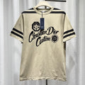 Dior SS25 Logo Striped Cotton Beige Short Sleeve T-Shirt