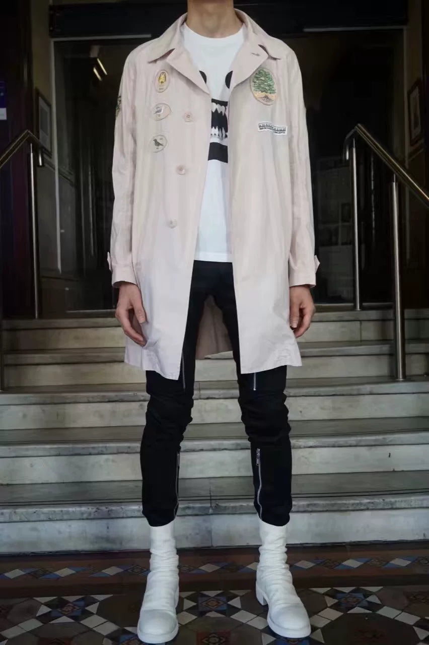 Undercover SS17 Pink Patchwork Print Cotton Trench Coat