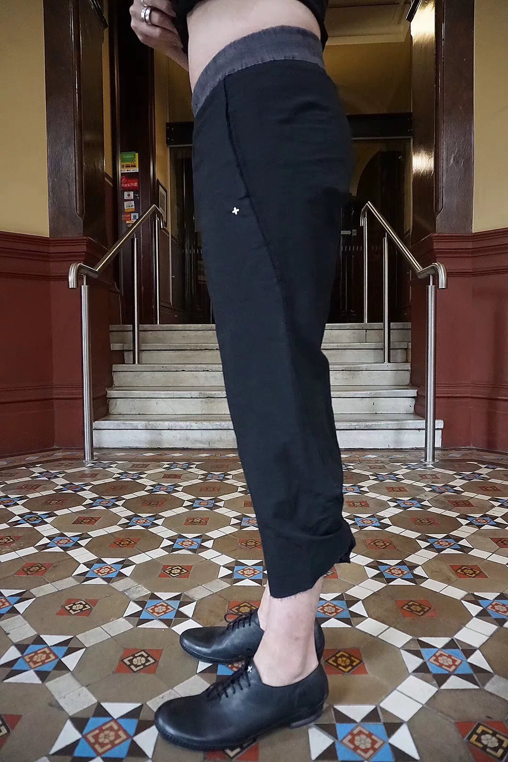 M.A+ SS19 Black Gathered Adjustable Hem Cotton Ramie Linen Trousers