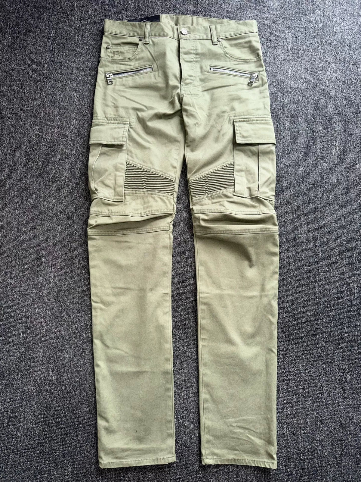 Balmain Paris 15SS Zip Pocket Olive Pants