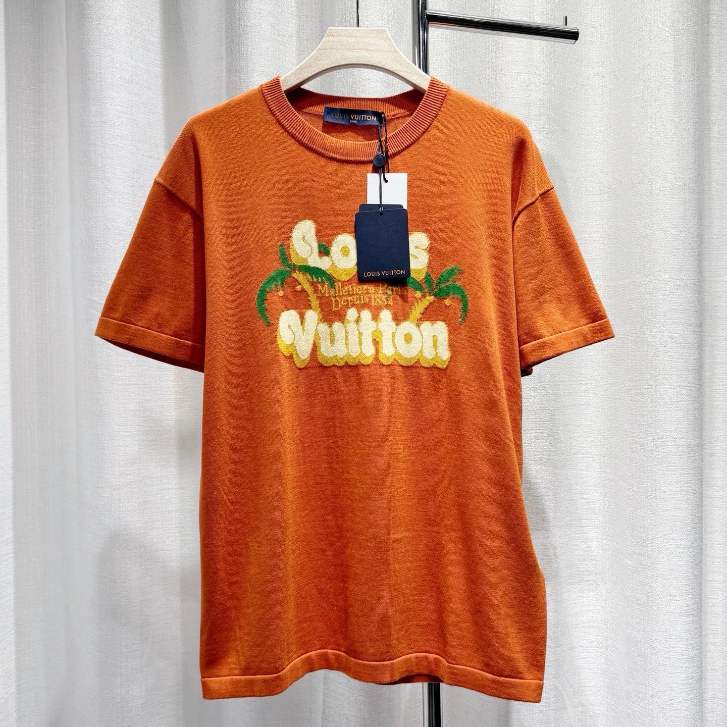 Louis Vuitton SS24 Knit Logo Cotton Orange Short Sleeve T-Shirt