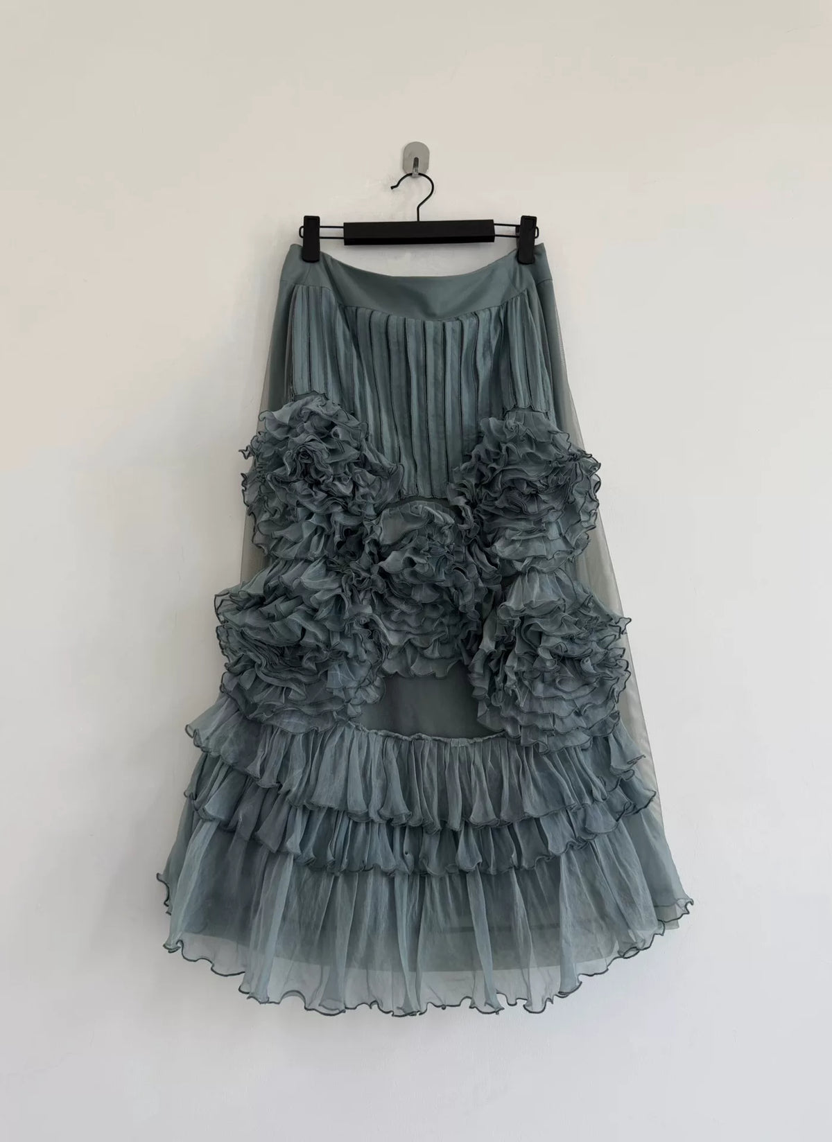 Dries van Noten Midi Gray Silk Skirt