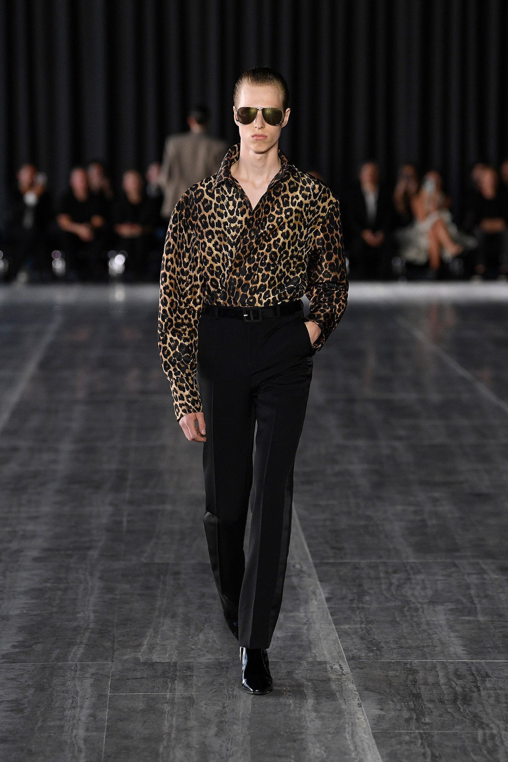 Saint Laurent 24ss Leopard Pattern Silk Shirt