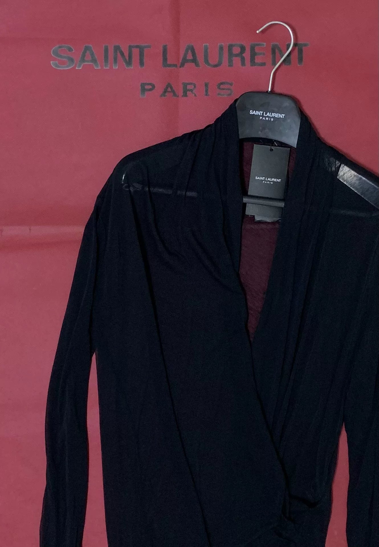 Saint Laurent 23SS Runway Black V-Neck Shirt