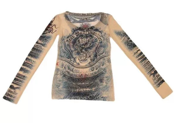 Jean Paul Gaultier Vintage Beige Floral Mesh Top