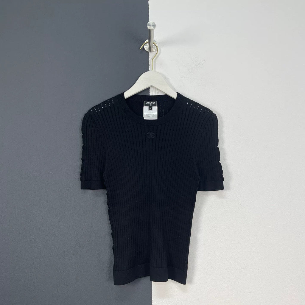Chanel Short Sleeve Knit Logo Top