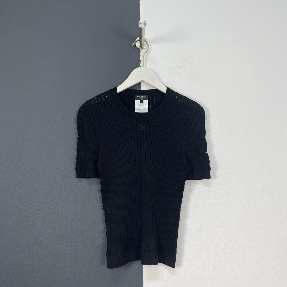 Chanel Short Sleeve Knit Logo Top