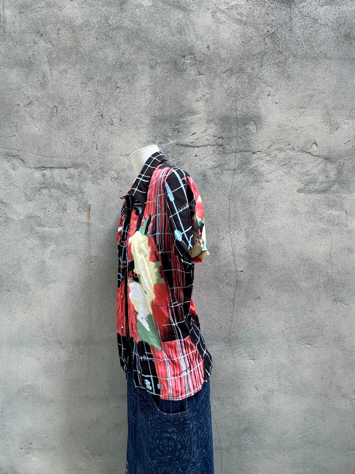 96SS Jean Paul Gaultier Psychedelic Portrait Short Sleeve Shirt