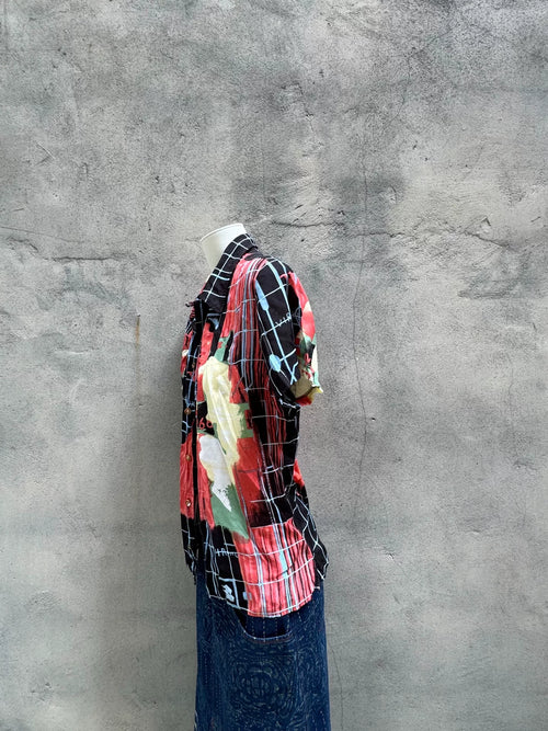 96SS Jean Paul Gaultier Psychedelic Portrait Short Sleeve Shirt