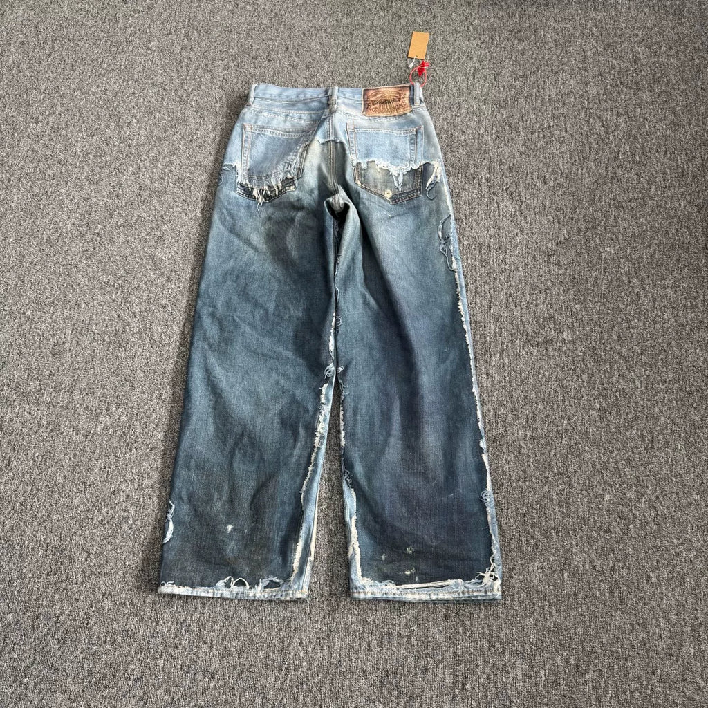 Acne Studios SS26 Optical Illusion Print Dyed Denim Trousers