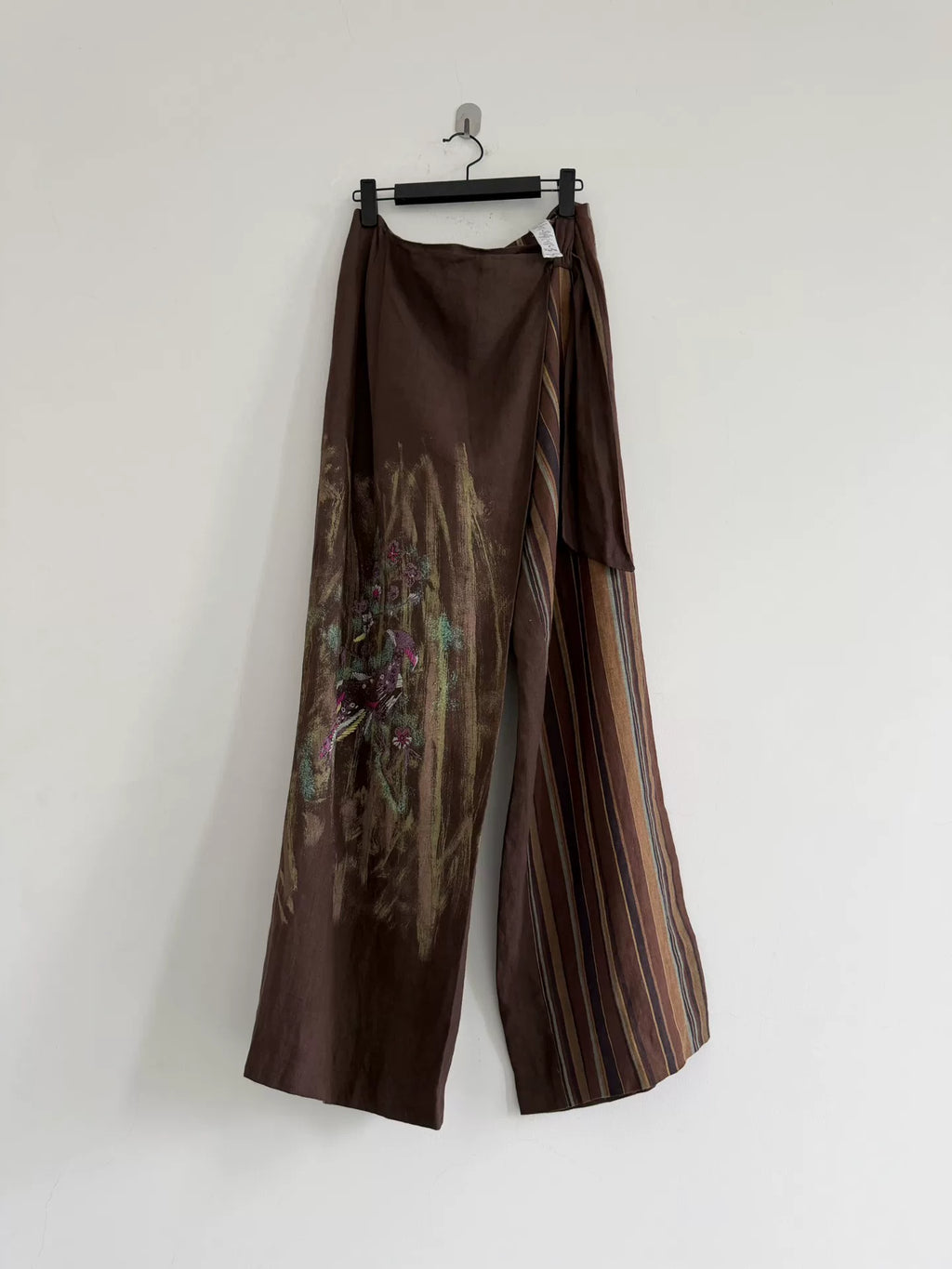 Kenzo 80s Linen Wrap-Style Wide-Leg Pants