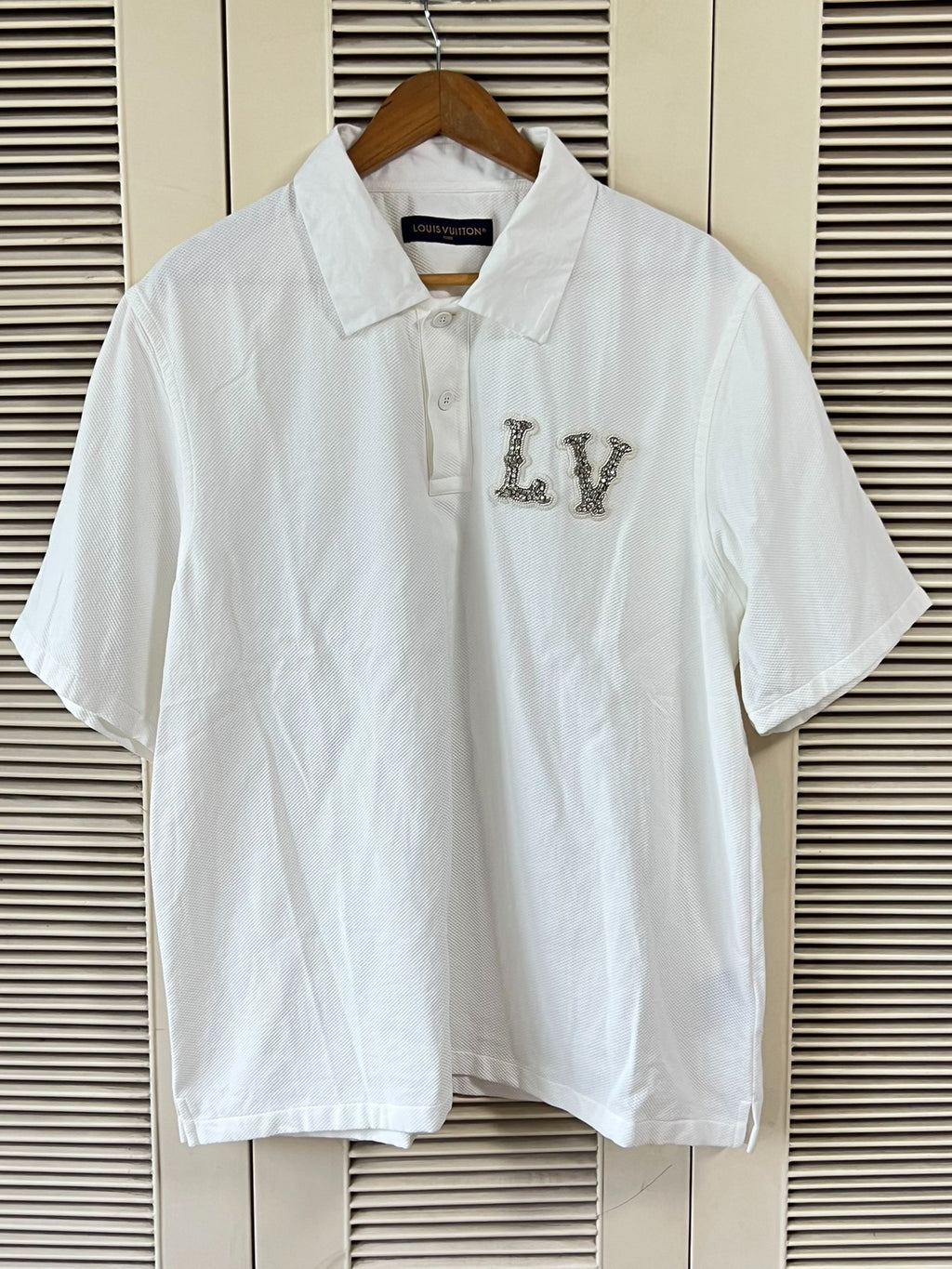 Louis Vuitton Rhinestone Embroidery Short Sleeve Shirt