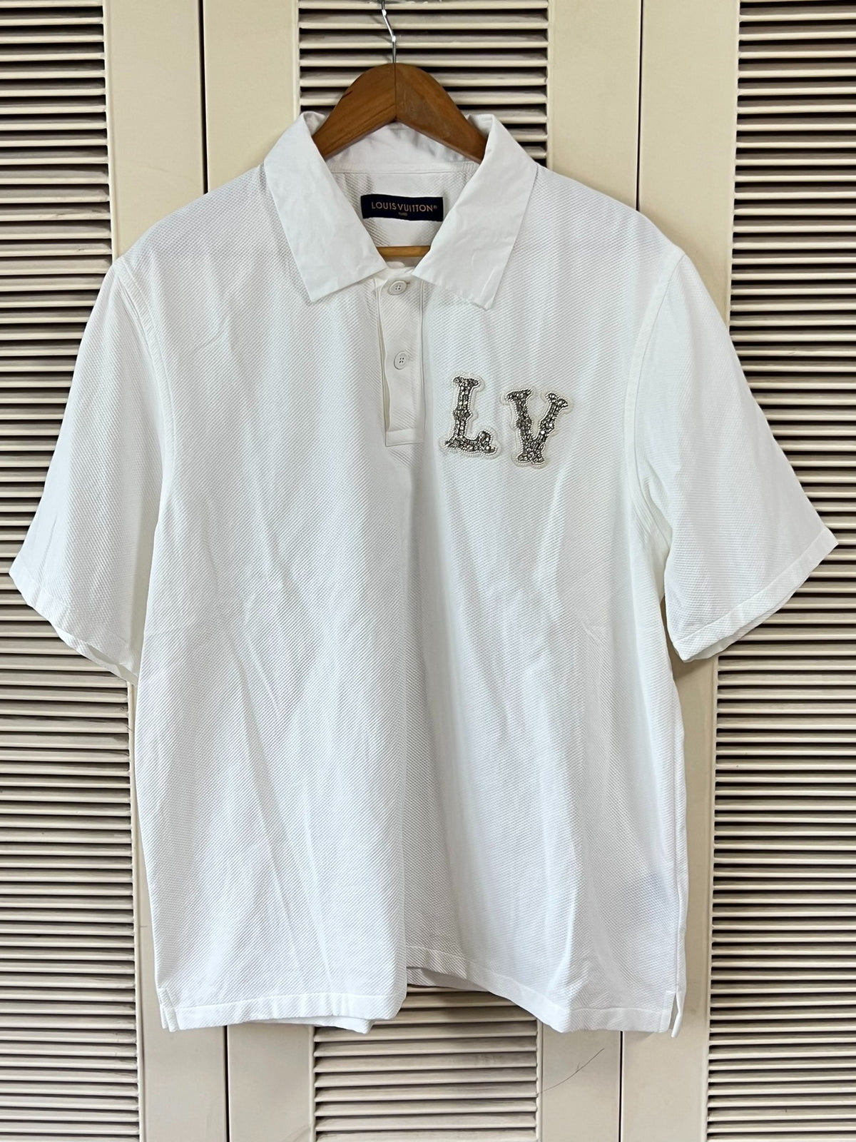 Louis Vuitton Rhinestone Embroidery Short Sleeve Shirt