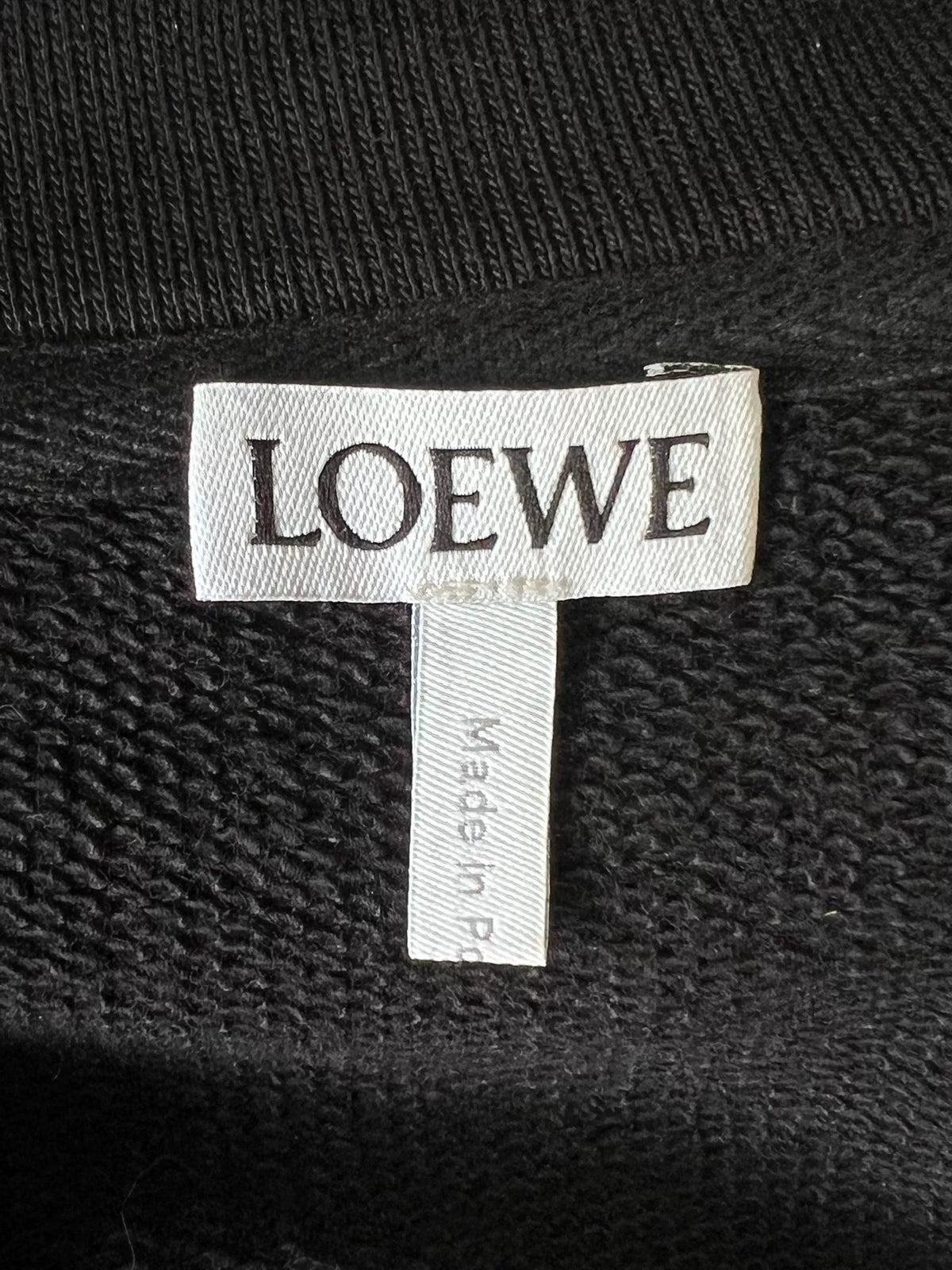 Loewe Leather Logo Cropped Black Hoodie