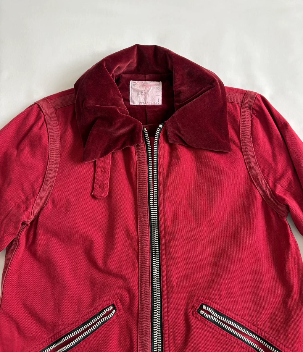 Sacai Vintage Zip Velvet Panel Denim Jacket
