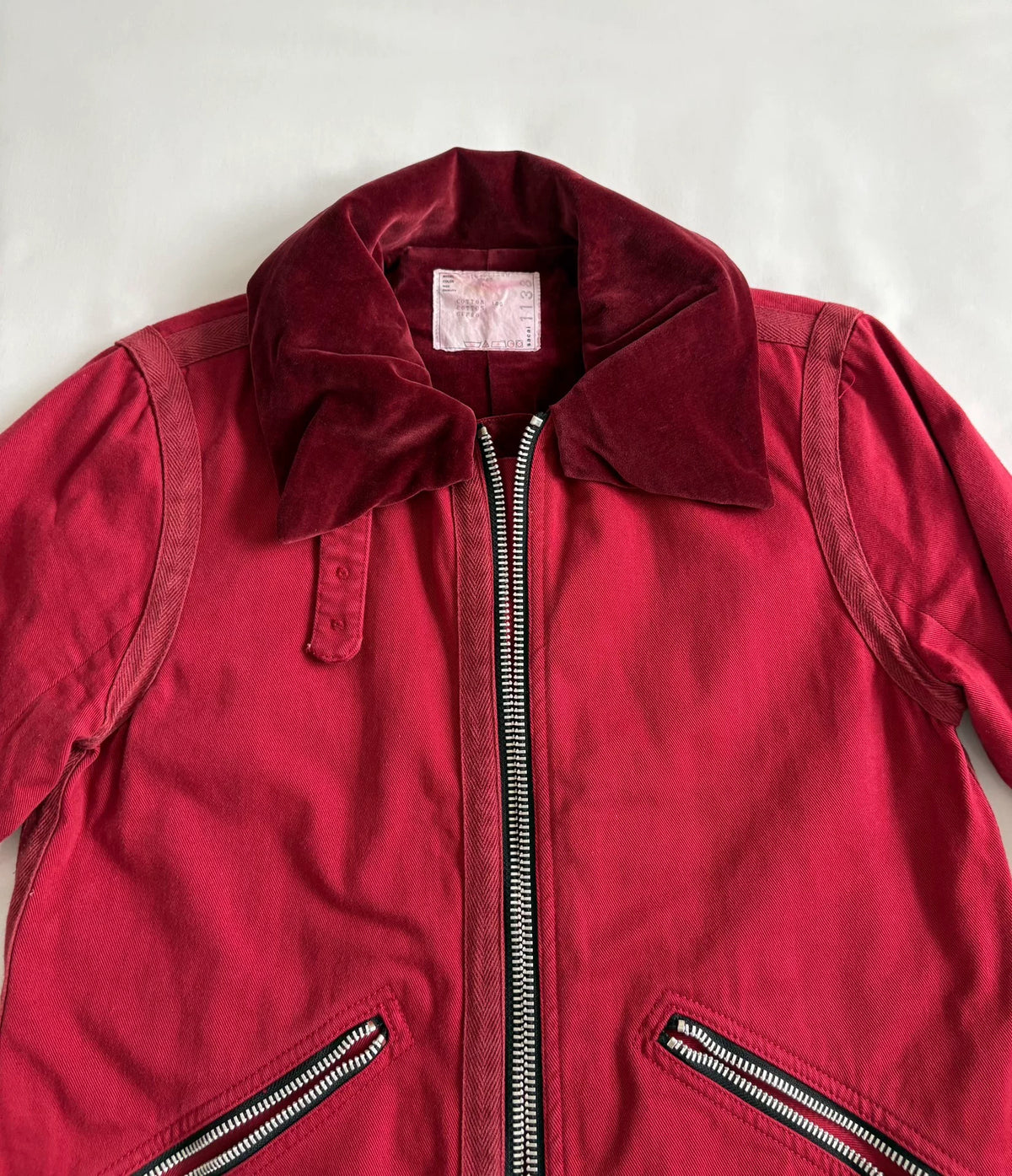 Sacai Vintage Zip Velvet Panel Denim Jacket