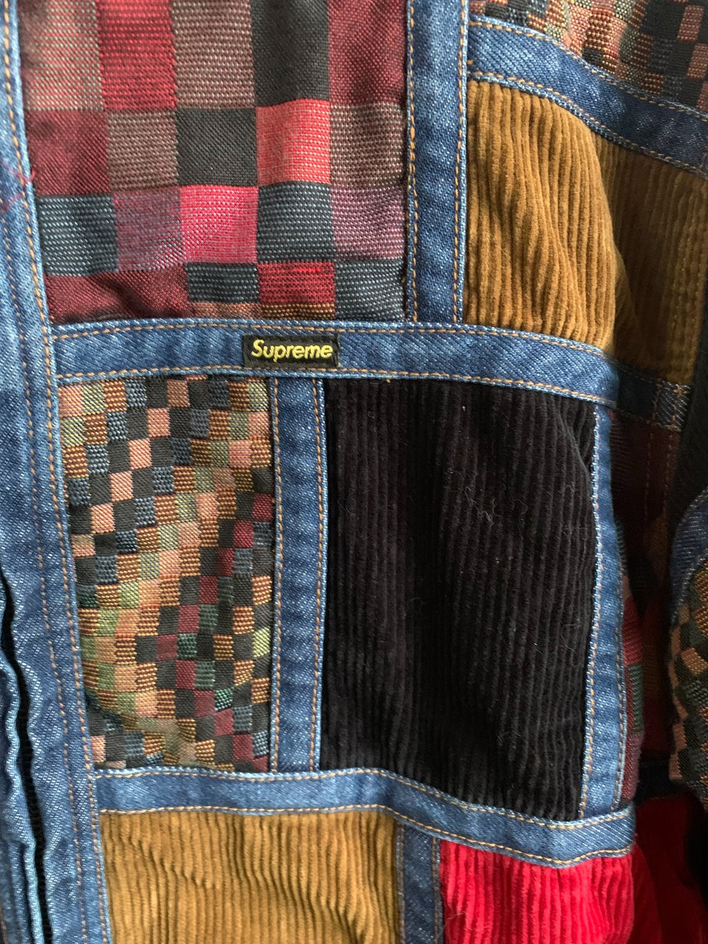Supreme FW18 Corduroy Patchwork Denim Jacket