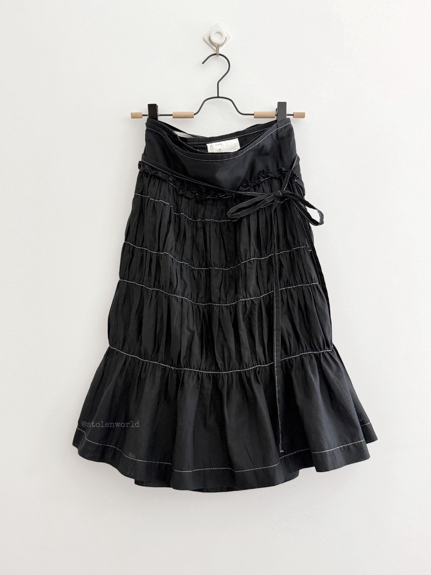 Comme Des Garcons Cotton Linen Ruched Tie-Wrap Silver Skirt - Devines